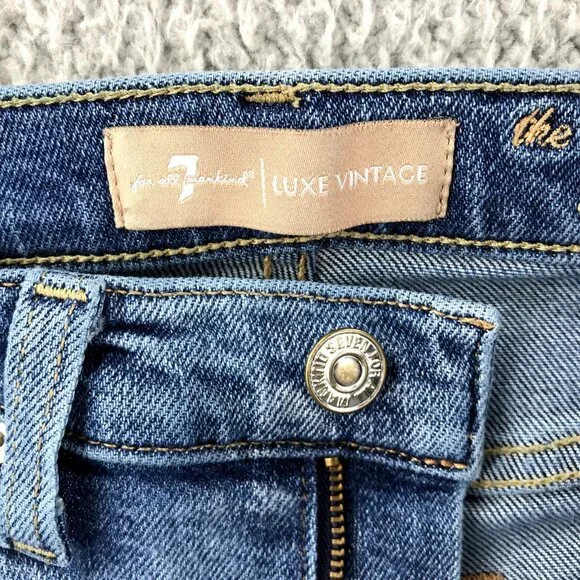 7FAM Womens Size 26 Luxe Vintage High Waist Copper Stripe Skinny Ankle Jeans - Picture 7 of 16